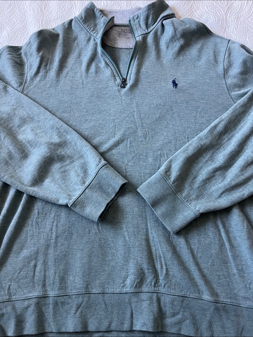 Polo by Ralph Lauren Men’s Light Blue/Green Quarter-Zip Sweatshirt XL